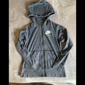 Nike girls size small zip up gray hoodie